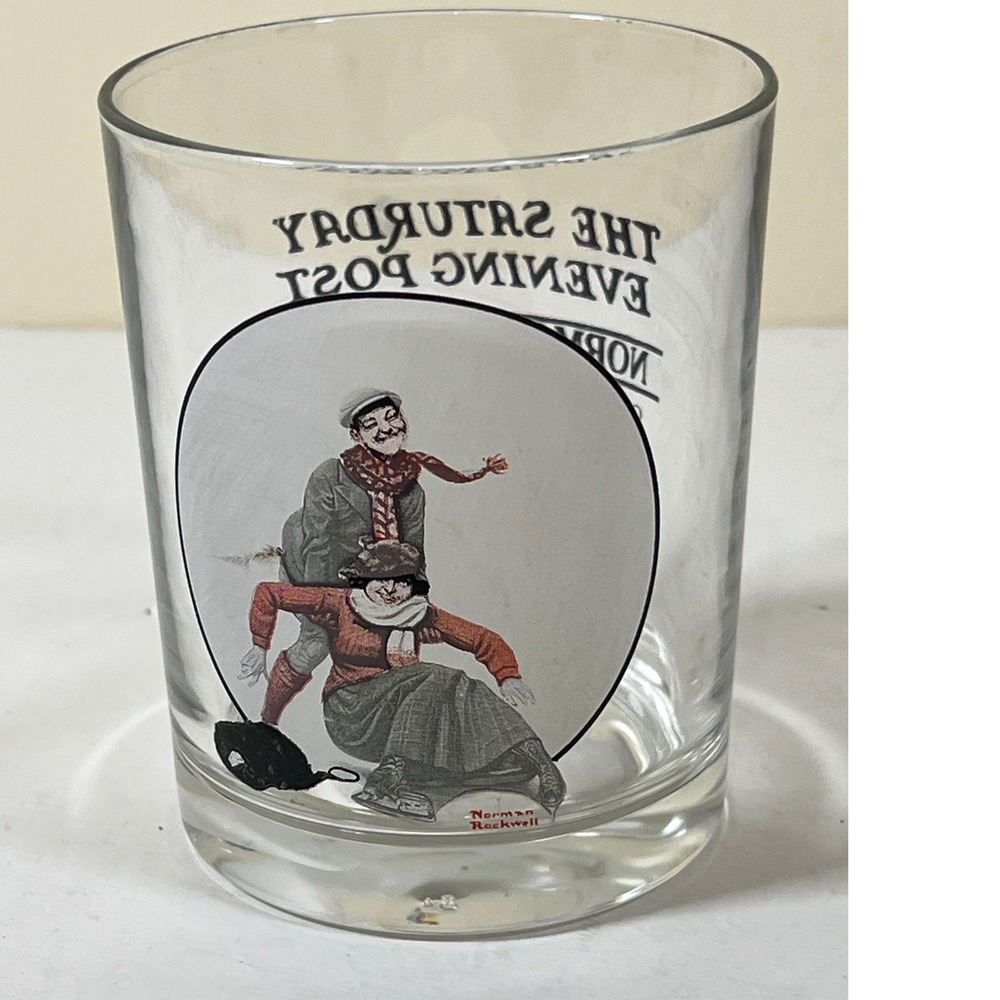 Vintage‎ Norman Rockwell The Saturday Evening Post Skaters Glassware